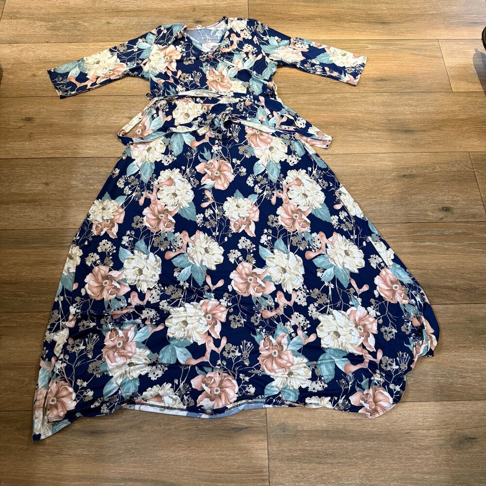 Pinkblush Navy Floral Maxi Dress with Pink and Cream Flowers